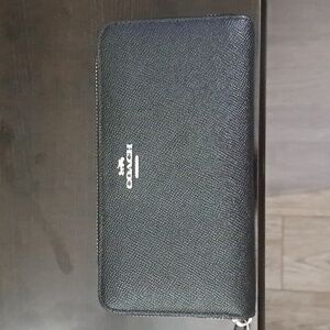 Coach black zip around wallet